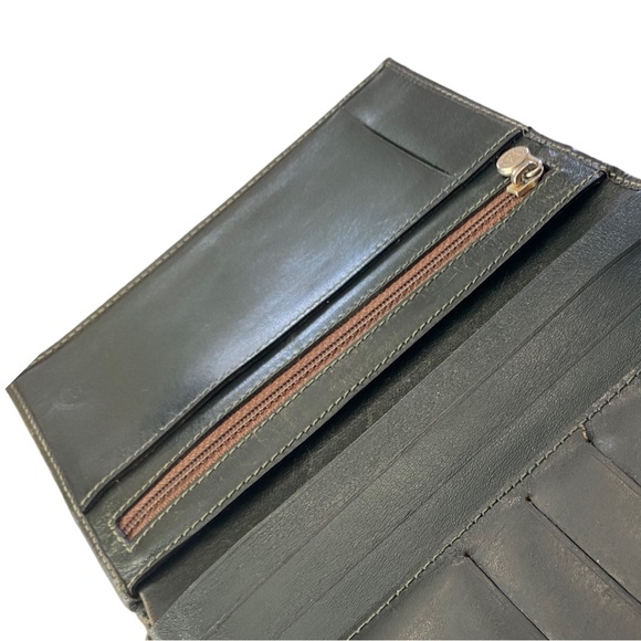 🔸FENDI🔸ULTRA RARE🔸1980 Janus Collection X-Large Unisex Green Leather Wallet - Picture 14 of 16